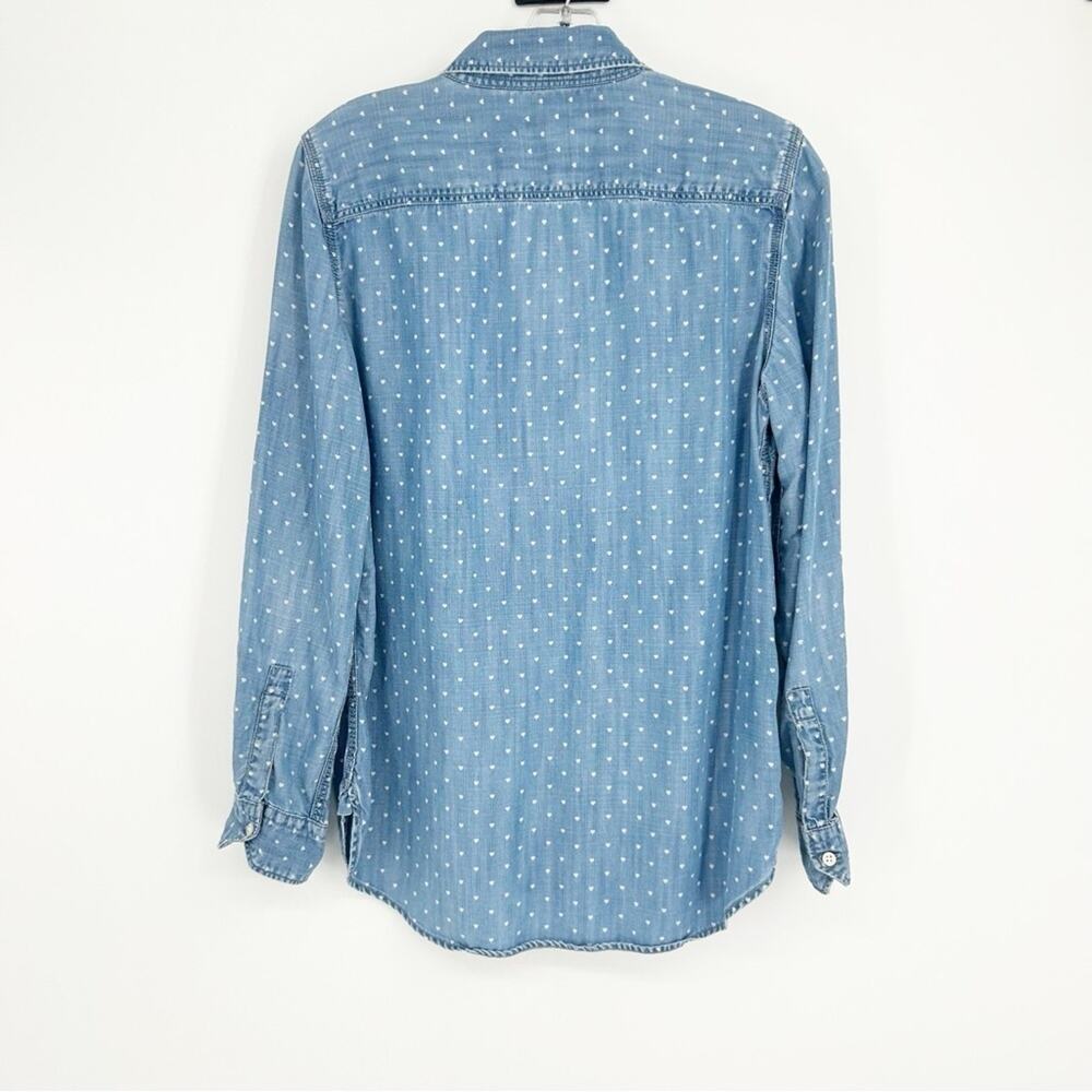 Talbots Chambray Button Down Polka Dot Shirt Size… - image 2